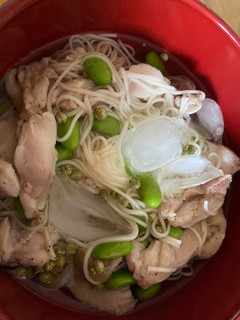 鶏と枝豆の冷や素麺-レシピのメイン写真