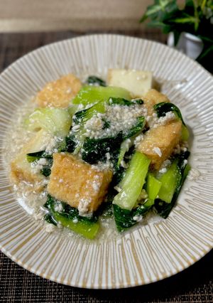 青梗菜と厚揚げの鶏そぼろあんかけ-レシピのメイン写真