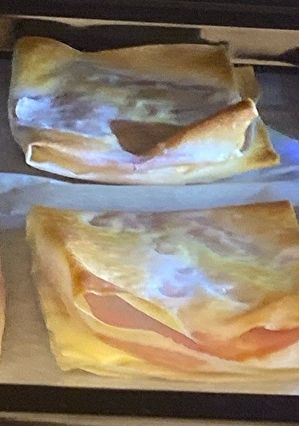 四つ畳み春巻きの皮で作る ハムチーズ焼き-レシピのメイン写真