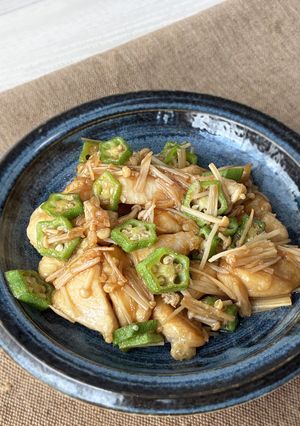 オクラとエノキでとろ～り鶏むね肉炒め-レシピのメイン写真