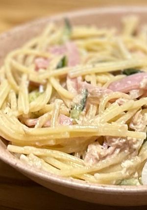 スパゲッティでツナマヨサラダ-レシピのメイン写真