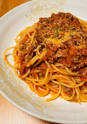 ミートソースパスタ-レシピのメイン写真