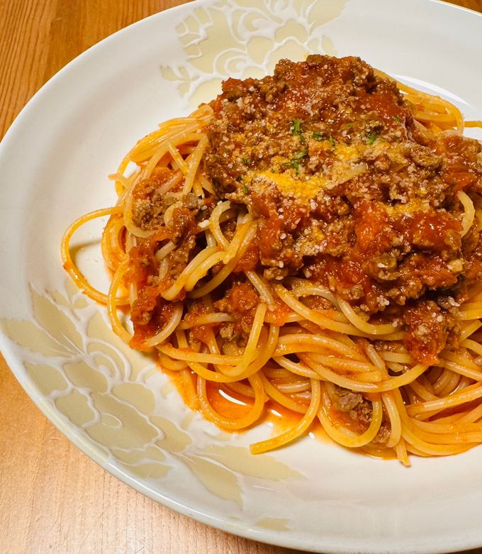 ミートソースパスタ-レシピのメイン写真