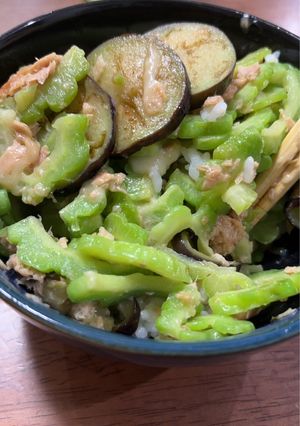【便秘解消】ゴーヤとナスのツナチーズ丼-レシピのメイン写真