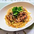 簡単ランチ!キムチと挽肉のクリームパスタ