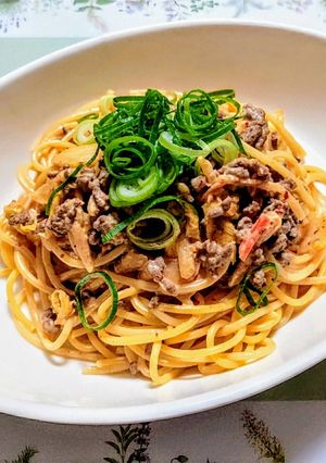 簡単ランチ！キムチと挽肉のクリームパスタ-レシピのメイン写真