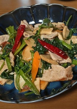 空芯菜と豚肉の炒め物-レシピのメイン写真