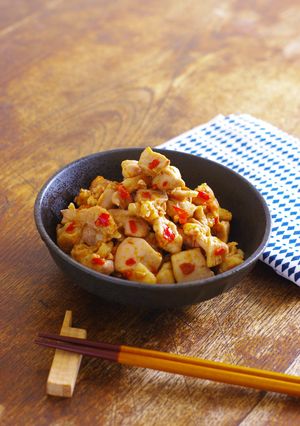 レンジで★鶏もも肉の和風うま辛めんつゆ豆板醤和え-レシピのメイン写真
