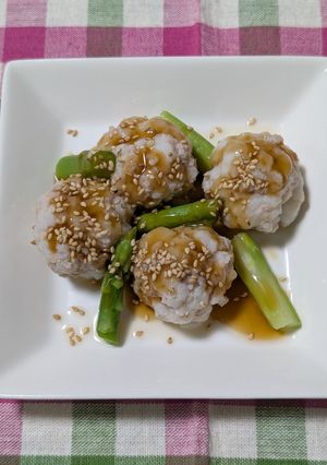 鶏団子とアスパラの甘酢あんかけ-レシピのメイン写真