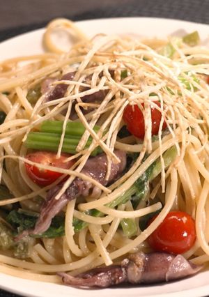 若ごぼうとホタルイカのパスタ【食遺産】-レシピのメイン写真