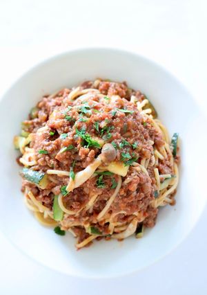 レンジで【Bistroミートソースパスタ-レシピのメイン写真