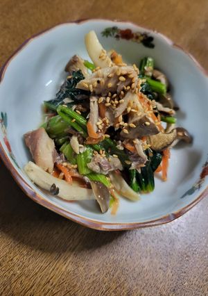 サバ缶と小松菜の炒め煮-レシピのメイン写真