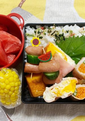 8/14ﾖｯﾁｬﾝ☆彩り夏お弁当-レシピのメイン写真