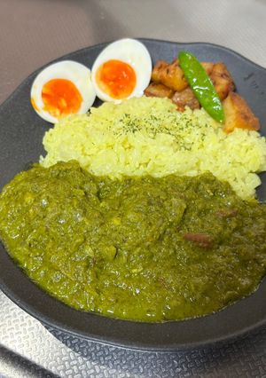 【大量消費】小松菜のサグチキンカレー-レシピのメイン写真