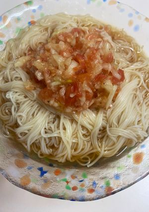 手早く簡単一品!トマトドレッシング素麺-レシピのメイン写真