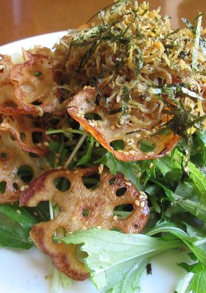 釜揚げしらすと蓮根チップスと水菜のサラダ-レシピのメイン写真