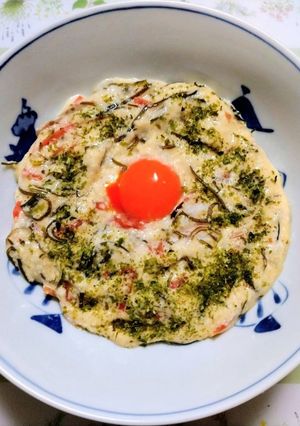 簡単昼食！お節の残り卵松前漬けとろろご飯-レシピのメイン写真