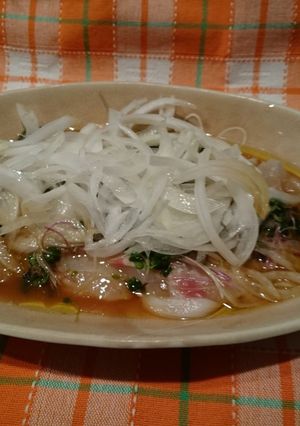 鯛のお刺身♪香味野菜載せ★-レシピのメイン写真