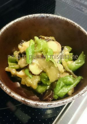 簡単！レンジだけ！ナスとピーマン味噌炒め-レシピのメイン写真