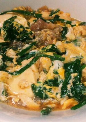 糖質カット、 ニラ入り肉豆腐の卵とじ-レシピのメイン写真