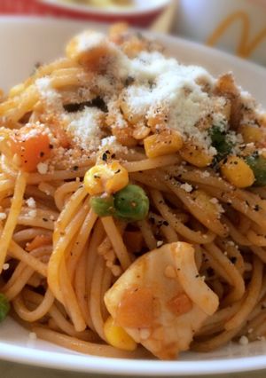 ありモノで簡単ランチ！海鮮ナポリタン-レシピのメイン写真