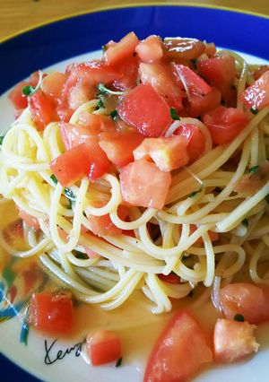 簡単！トマトだけの冷製パスタ in梅干し-レシピのメイン写真