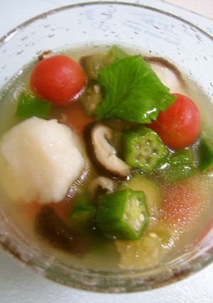 長芋団子オクラとトマトの夏野菜スープ-レシピのメイン写真
