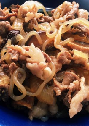 簡単!時短の麺つゆで作る干椎茸入り牛丼✨-レシピのメイン写真