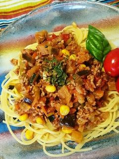 フレッシュトマトと夏野菜のミートソース-レシピのメイン写真
