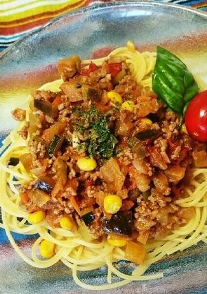 フレッシュトマトと夏野菜のミートソース-レシピのメイン写真