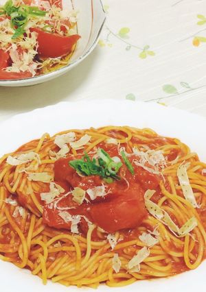 誰でも簡単!トマトパスタ&トマトサラダ-レシピのメイン写真