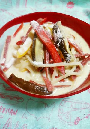レンジだけでエスニック風スープうどん☆-レシピのメイン写真