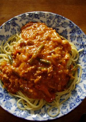 ミートソース缶＋残り野菜の節約パスタ-レシピのメイン写真