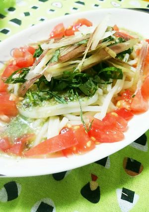 薬味＆野菜たっぷりの冷製うどん-レシピのメイン写真