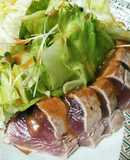簡単☆鰹のたたきのサラダ　酢味噌タレ