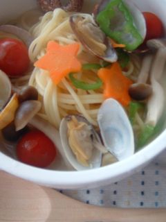 お子様に♪あさりと野菜のスープスパ-レシピのメイン写真