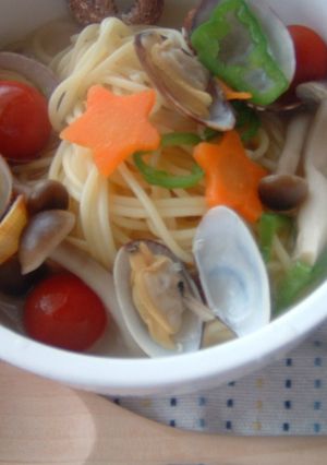 お子様に♪あさりと野菜のスープスパ-レシピのメイン写真