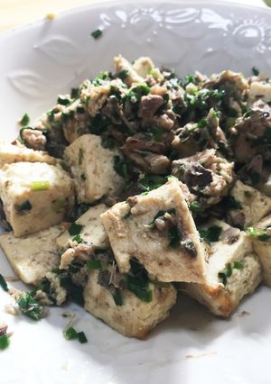 簡単！栄養満点！鯖の水煮缶で作るニラ豆腐-レシピのメイン写真