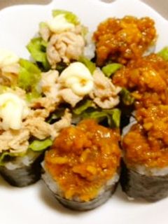 ドライカレーと冷しゃぶサラダのにぎらずし-レシピのメイン写真