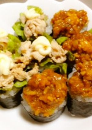 ドライカレーと冷しゃぶサラダのにぎらずし-レシピのメイン写真