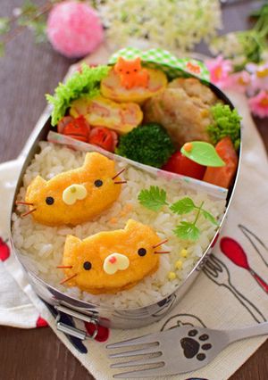 【キャラ弁】ナゲットのネコちゃん弁当-レシピのメイン写真