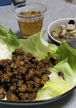 茄子とひき肉のピリ辛丼-レシピのメイン写真