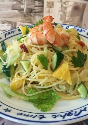 夏にピッタリ冷た〜いペペロンチーノパスタ-レシピのメイン写真