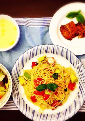 簡単トマトとタコとアボカドの冷製パスタ-レシピのメイン写真