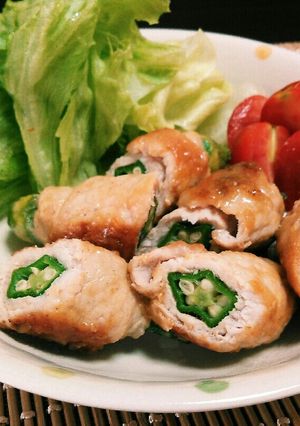 オクラ豚ロール☆バターぽん酢ソース☺-レシピのメイン写真
