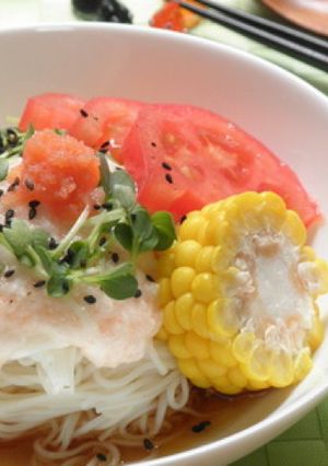 梅昆布茶で！たらことろろ素麺-レシピのメイン写真