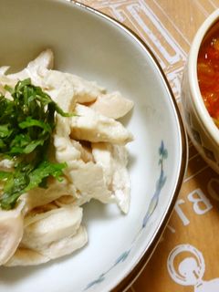 簡単蒸し鶏*トマトピリ辛ソース-レシピのメイン写真