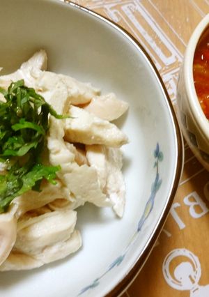 簡単蒸し鶏＊トマトピリ辛ソース-レシピのメイン写真