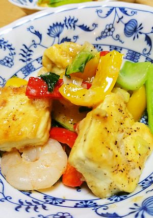 豆腐とむきえびのカラフル炒め-レシピのメイン写真