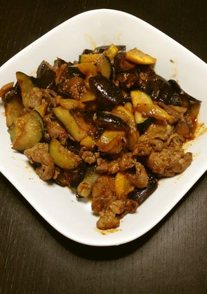 茄子とズッキーニの甘辛豚肉炒め-レシピのメイン写真